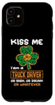 Coque pour iPhone 11 Kiss Me I'm A Truck Driver Funny Shamrock St Patricks Day