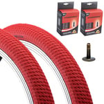 2x Vandorm 20 x 2.00" Drifter BMX Street Red Tyres w/ Schrader Valve Inner Tubes