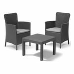 Allibert 221307 Graphite Set Pour L'Extérieur Jardin 2 Fauteuils + Petite Table