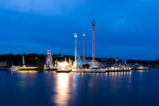 View of the night park Grona Lunds Tivoli Stockholm Sweden 03082016