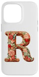 Coque pour iPhone 14 Pro Max Monogrammed Christmas Floral Initial R Gingerbread Letter R