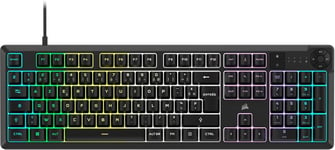 K55 CORE RGB CLAVIER DE JEU FILAIRE À MEMBRANE ¿ COMMUTATEURS RÉACTIFS ¿ RÉSISTANCE AUX ÉCLABOUSSURES ¿ TEN-ZONE RGB ¿ TOUCHES MULTIMÉDIA ¿ COMPATIBLE ICUE ¿ AZERTY FR ¿ PC, MAC ¿ [CLA170262]