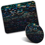 Rectangle Mouse Mat & Round Coaster Set - Computer Code Java Script Coding 20 cm & 9 cm for Computer & Laptop, Office, Gift, Non-slip Base #44693