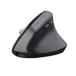 Trust Bayo+ Souris Ergonomique sans Fil Bluetooth + RF 2.4GHz, Prévention Syndrome de la Souris et Epicondylite, 70% de Plastiques Recyclés, Souris Verticale Rechargeable Multi-appareils, Noir