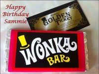 A4 WONKA BAR AND TICKET (image) on EDIBLE ICING BIRTHDAY CAKE TOPPER