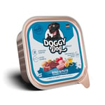 DOGGY Dog Paté Bœuf et Dinde 10 x 150 g - Nourriture Humide pour Chien - sans céréales - avec Huile de Saumon et Moule à lèvres Vertes - Aliment Complet avec Pommes de Terre et Tomate - Fabriqué en