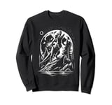 Tyranosaurus rex howlling at the moon in the mountains Sweatshirt