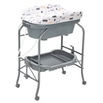 4-in-1 Folding Baby Bath Changing Table Portable Nursery Station Bathtub Grey