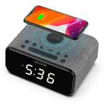 Lecone Wireless Charging Bedside Digital Alarm Clock, Bedside Dimmable LCD Display with USB Charger, Bluetooth Speaker, FM Radio Compatible with iPhone Xs Max/XR/XS/X/8/Plus, Galaxy S10/Plus/S10E/S9
