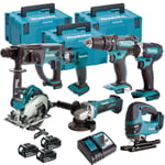 Makita 18V 7 Piece Power Tool Kit with 3 x 5.0Ah Battery & Charger T4TKIT-16458