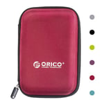 ORICO Étui de Protection Disque Dur Externe Étanche 2.5'' pour Organiser Les HDD SSD 2.5 Pouces et Les Accessoires Informatiques,Rouge (PHD-25)