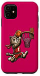 Coque pour iPhone 11 Belle idée cadeau design drôle chat qui fait du basketball