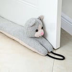 Marwood Under Door Draught Excluder Decorative Wind Stopper 81cm for Door & Window, Weighted Animal Air Door Draft Stopper Snake Noise Blocker for Bottom of Door with Hanging Loops - Grey Cat 32"