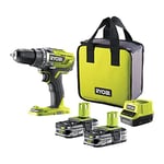 Ryobi - Perceuse-visseuse sans fil 18V ONE+ avec 2 batteries lithium+ 1,5 Ah - R18DD3-215S