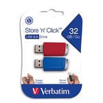 Verbatim clés usb store 'n' click 2 x 32 go rouge / bleu