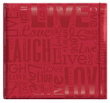 MBI 12 x 12-Inch Gloss Post Bound Scrapbook, Live, Love and Laugh,Red