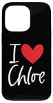 Coque pour iPhone 13 Pro Cœur personnalisé avec inscription « I Love Chloe »