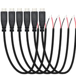 6 Pièces Queue de cochon USB Type-C,22AWG 5V 3A prise USB-C vers fil nu à 2 broches,USB type C rallonge de câble, prise USB C à souder avec extrémité ouverte pour les bricoleurs (25 cm)