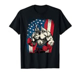 Boxing Dog US Flag US Flag Shirts For Men Bull Dog T-Shirt