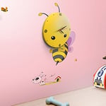 Lo+DeModa Angry Bee Vinyle décoratif avec Horloge 3D, PVC, Multicolore, 28,5 x 28,5 x 0,3 cm