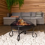 56cm Round Outdoor Garden Patio Fire Pit Heater Open Bowl Black