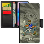 Coque rabat pour S9 Plus cuir porte cartes j'peux pas j'ai console bande dessinée gamer jeux video texte original je Samsung galaxy