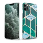 Coque pour Apple iPhone 12 PRO MAX en Marbre Or Blanc Vert Foncé No. 6 Housse de protection Étui en silicone TPU avec motif mosaïque - Neuf