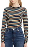 Levi's Femme Long-Sleeve Baby Tee, Reanna Stripe Caviar, XXS