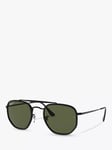 Ray-Ban RB3648M Unisex The Marshal Polarised Irregular Sunglasses, Black/Green