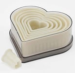 Thermohauser 8300031462 Set de Découpoirs en Nylon Coeur Ondulé Blanc Diamètre 2,5-11,2 cm, 7 pièces