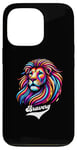 Coque pour iPhone 13 Pro Lion coloré avec inscription « Bravery »