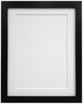 FRAMES BY POST 25mm Black Photo Picture Poster Frame with White Mount 50 x 70cm For Pic Size 24" x 16" with Plastic Glass - Solid Wood Frames with Acrylic Glass for Pictures - With Wall Hanging Hooks