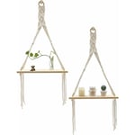 Etagere Murale Bois,Suspendue Boho Swing Support Plante Rustique Salon Chambre à Coucher, Lot de 2