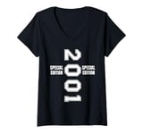 Womens Year Of Birth 2001 Birthday Design Vintage Born In 2001 V-Neck T-Shirt