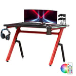 LED Ergonomic Gaming Desk Computer Table with Cup Holder