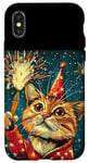 iPhone X/XS New Year Cheer with this Happy and Funny looking Cat Design Case