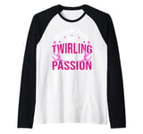 Guided by Grace and Twirling with Passion Baton Twirling Art Raglan Baseball Tee