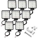 8x 48W Phare de Travail Carre a Leds Angle 60 dc 12V-24V Quad Camion Bateau Tracteur Offroad Impermeable - Hengda