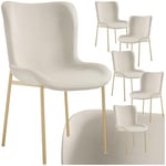 TecTake® Lot de 6 Chaises de Salle à Manger ergonomiques Design scandinave Confortable, Aspect Velours, Pieds en métal doré, Chaise Cosy pour Salon, Chambre, Chaise Coiffeuse, Chaise de Bureau