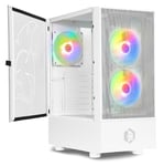 EMPIRE GAMING - Boitier PC Gamer Sapphire - ARGB Moyenne Tour ATX/Micro-ATX/ITX - Porte Latérale en Verre Trempé - 3 Ventilateurs 3 pins 5 Volts LED RGB Adressable 120MM - MB Sync - Blanc