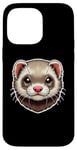 Coque pour iPhone 14 Pro Max Adorable Visage d'un Furet Dessin pour Amoureux des Animaux