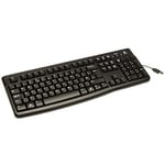 Logitech K120 Clavier sans Fil Windows, Plug-and-Play USB, Touches Silencieuses Ultra-Plates, Taille Standard, Résistant aux Eclaboussures, Barre d’Espacement Incurvée, Clavier Grec - Noir