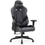 Chaise Gamer, Fauteuil De Bureau, Chaise Pour Ordinateur Hauteur Réglable, Noir-gris