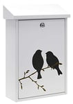 ARREGUI Premium E5601-BIR Boîte aux Lettres Individuelle en Acier avec sérigraphie « Birds », Taille M (Courrier Format A4, Magazine), Boîte aux Lettres Murale, Anti-Pluie, Facile à Installer, Blanc