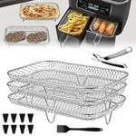 13x Stainless Steel Stackable Air Fryer Rack &Accessories for Ninja Dual AF300UK