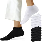 NUOZA Chaussettes Basses Homme Socquettes Femme Coton Sport Sockettes Hommes Respirant Chaussette Courtes de 10 Paires,Noir Blanc,35-38