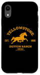 Coque pour iPhone XR Yellowstone Dutton Ranch Est. 1886 Running Horse Brown Logo