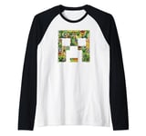 Minecraft Creeper Big Face Collage Raglan Baseball Tee