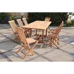 Kajang : Salon De Jardin Teck Massif 8 Personnes - Table Rectangulaire + 8 Chaises