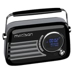 FREESOUND-VR40BK-DAB - Radio DAB+ vintage sur batterie longue autonomie - DAB+,FM,Bluetooth & USB - Subwoofer à l'arrière - Noir brillant - Vintage,Nostalgie,Retro(Q26)